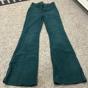 BRAND NEW AE Womens corduroy sagejade green flare jeans, size 000